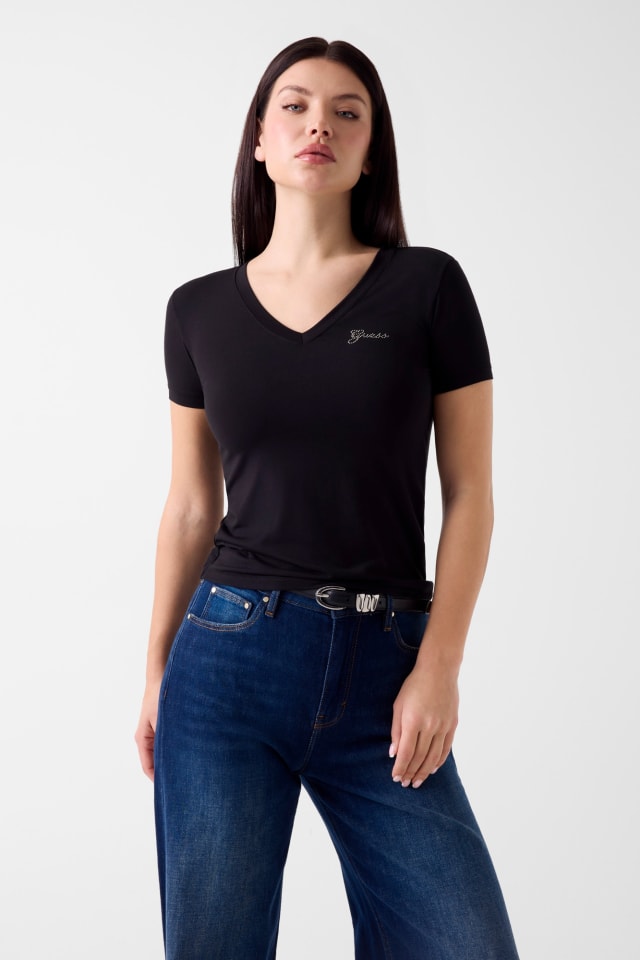 Camiseta con logo de pedrería