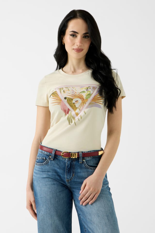 Camiseta con logo de pedrería