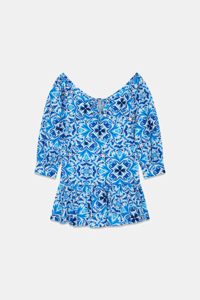 Vestido estampado con hombros descubiertos