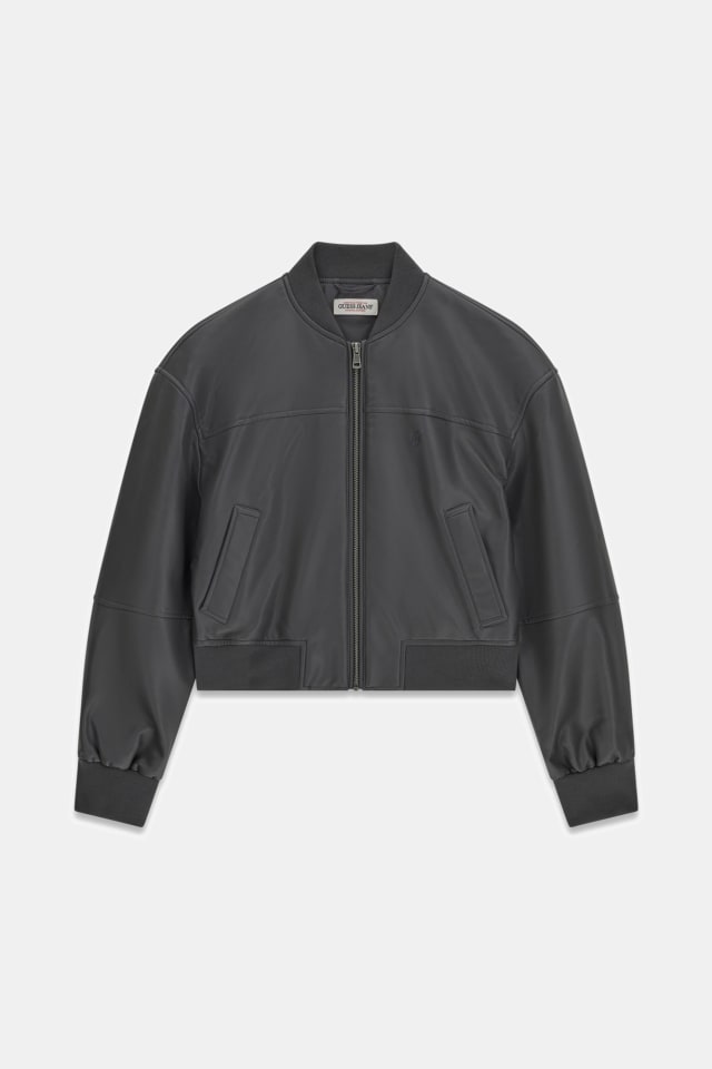 Chaqueta bomber de cuero sintético