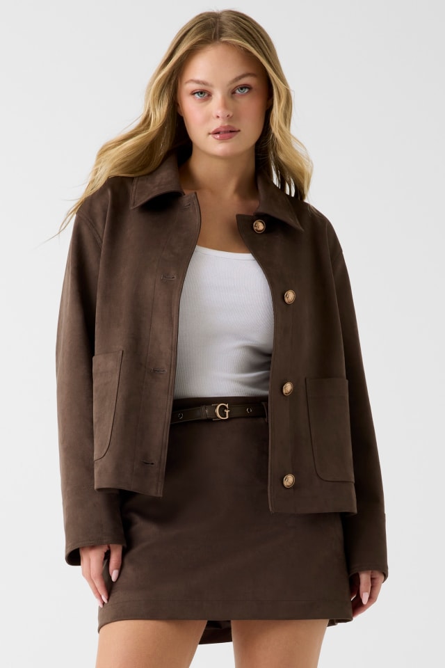 Chaqueta de ante sintético