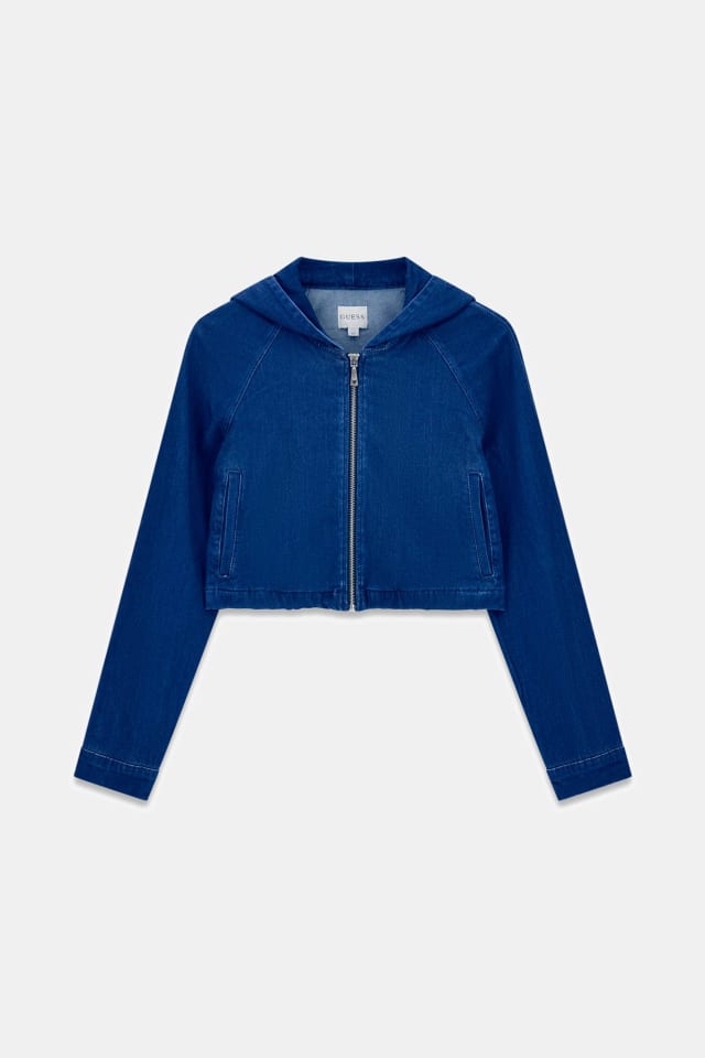 Sudadera con capucha de denim cropped