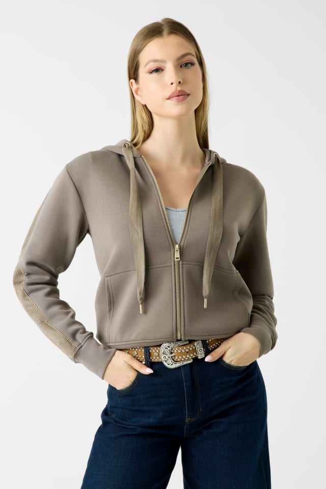 Sweatshirt com pedras de strass