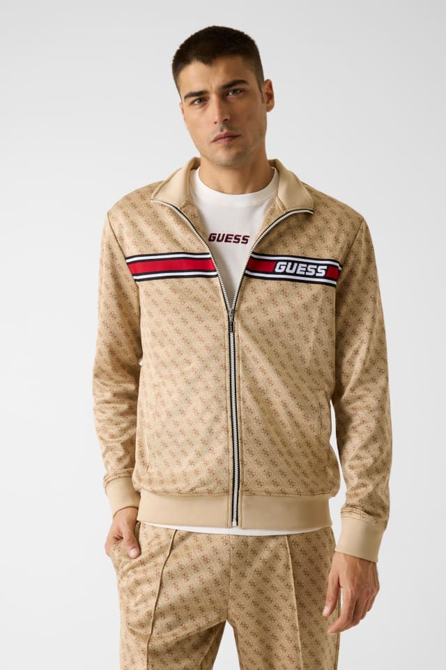 GUESS® Pamuk karışımlı tam fermuarlı sweatshirt Erkek