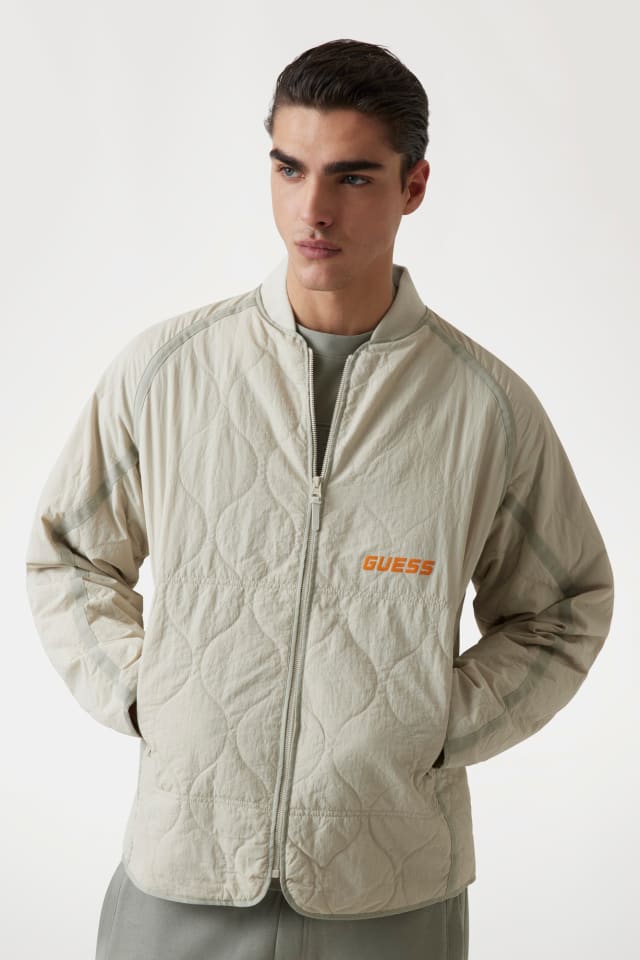 VogeLuxe | Men’s Quilted Faux Leather Bomber Jacket main image 1