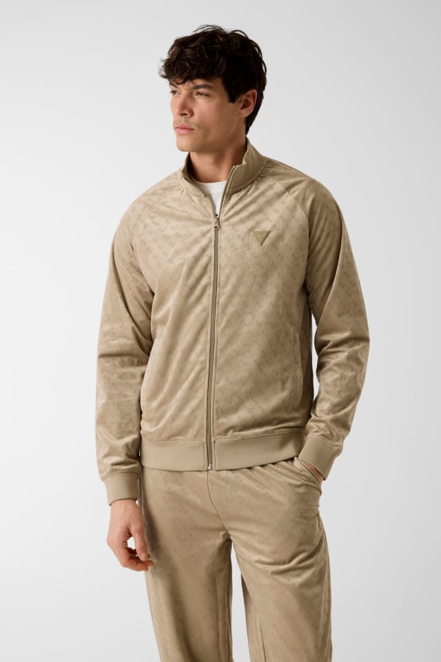 GUESS® Kadife Tam Fermuarlı Sweatshirt Erkek