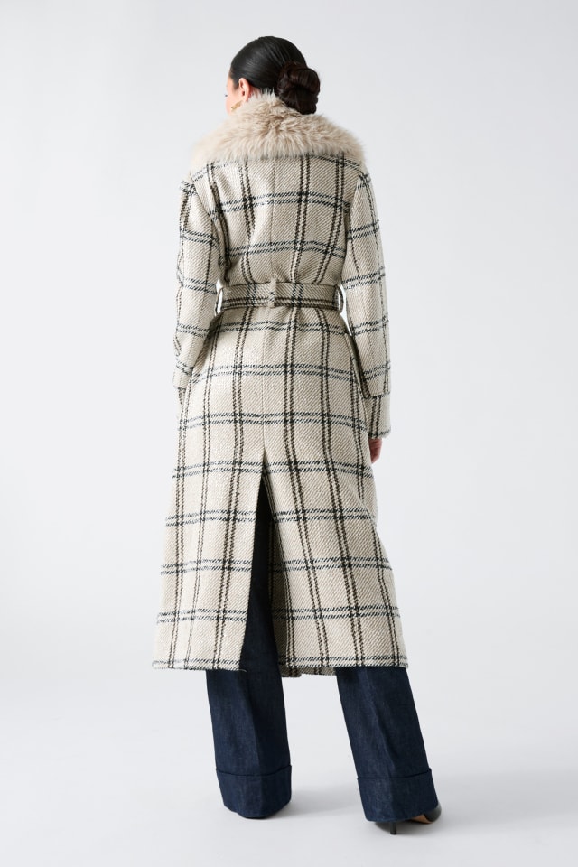 GUESS® Charlize Sequin Plaid Wrap Coat Women