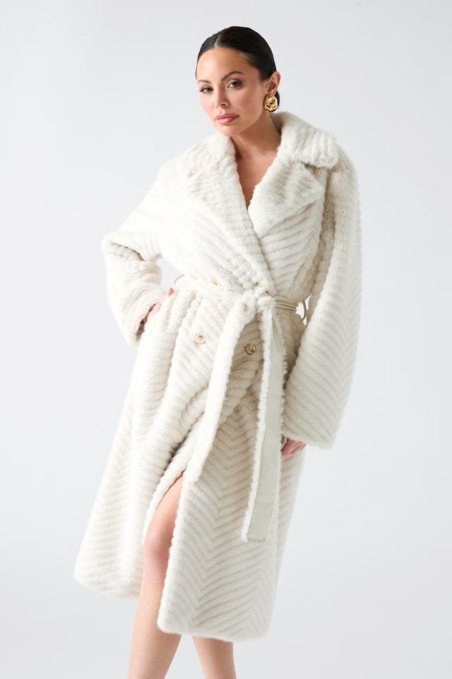 AIGNER アイグナー　毛皮　フェレット　ファーコート　レザー　ポールキャット MARCIANO by GUESS® Claire Faux-Fur Coat