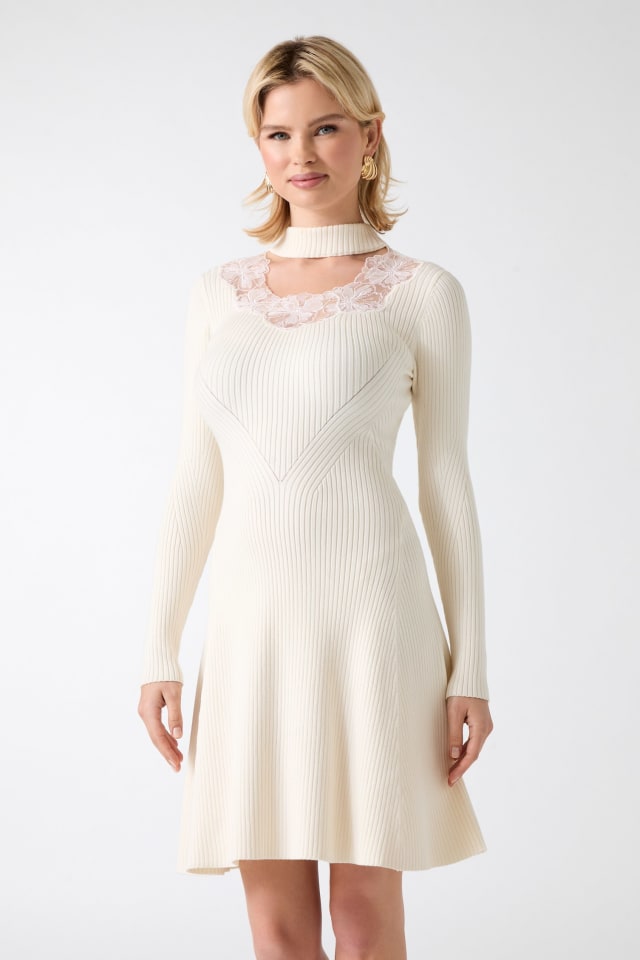 MARCIANO by GUESS® Candice Lace-Trim Sweater Dress