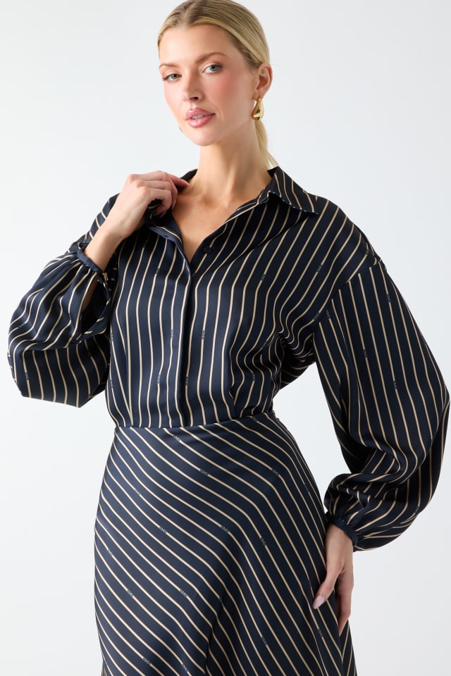 guess metallic-striped faux-wrap maxi dress Guess Metallic-Striped Faux-Wrap Maxi Dress