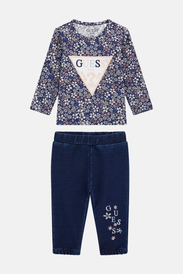 GUESS® Floral Logo Tee and Knit Pants Set (0-24M)