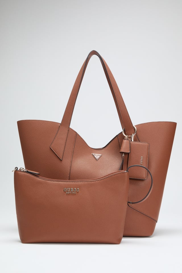 中古】ゲス GUESS ハンドバッグ ロゴ レザー 茶 ブラウン □GY11 /MQ