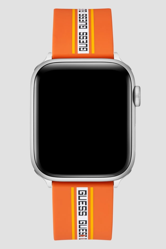 Bracelet monogramme en silicone orange pour Apple Watch&reg; 42-44 mm