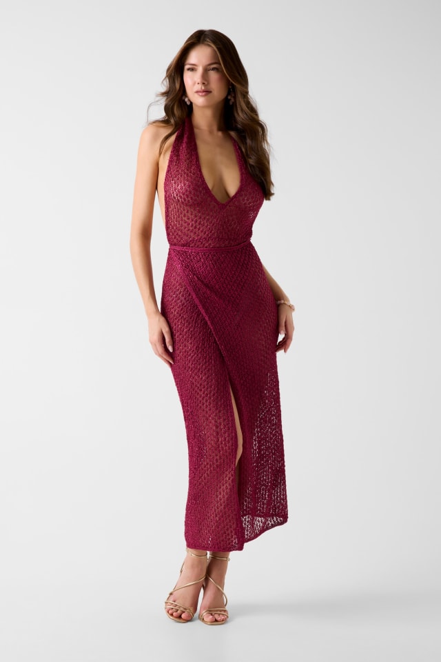 GUESS® Crocheted lurex long dress Women
