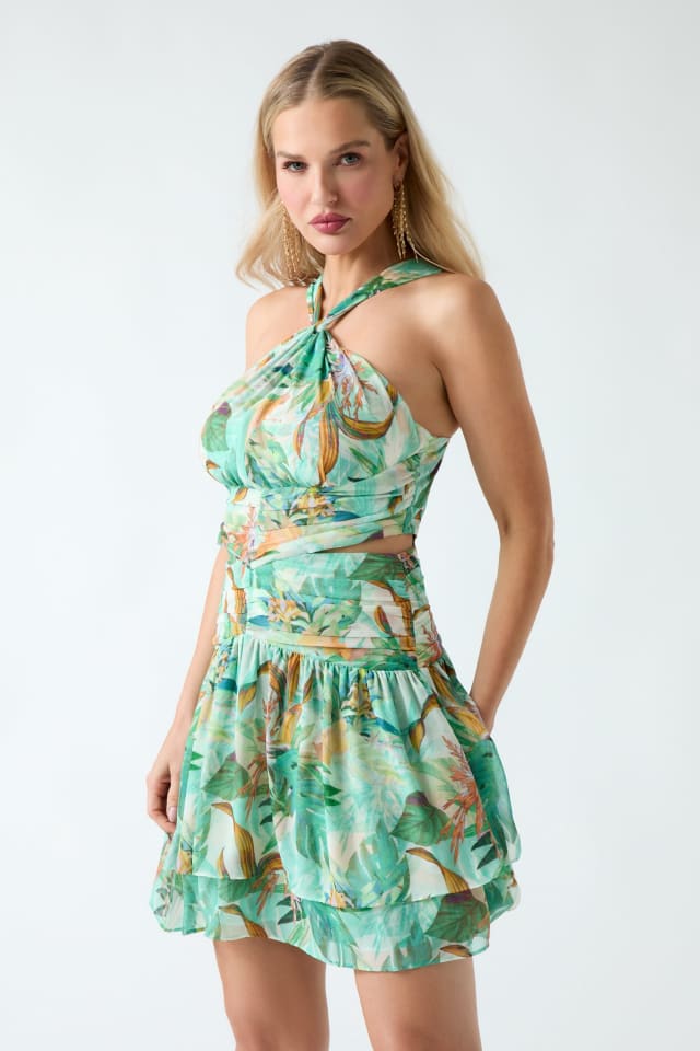 green dress guess Floral Short Chandelier Earrings