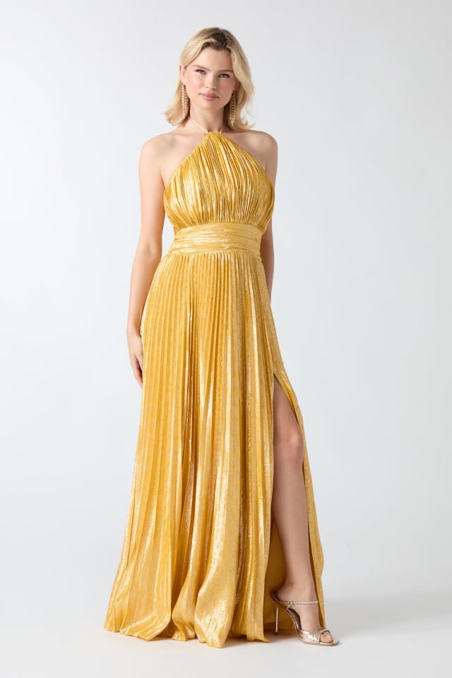 guess marciano gold dress Halter-Neck 4% Czech Glass
1% Stainless Steel