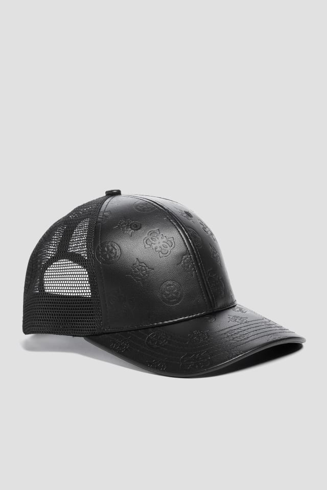 Faux-Leather Peony Trucker Hat