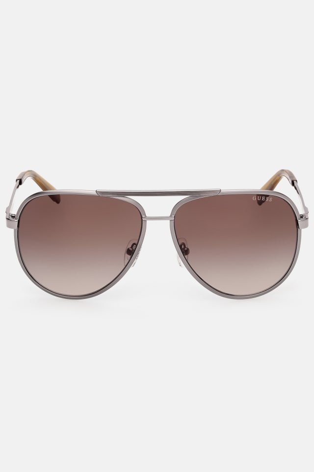 Lunettes de soleil aviateur en m&eacute;tal ray&eacute;