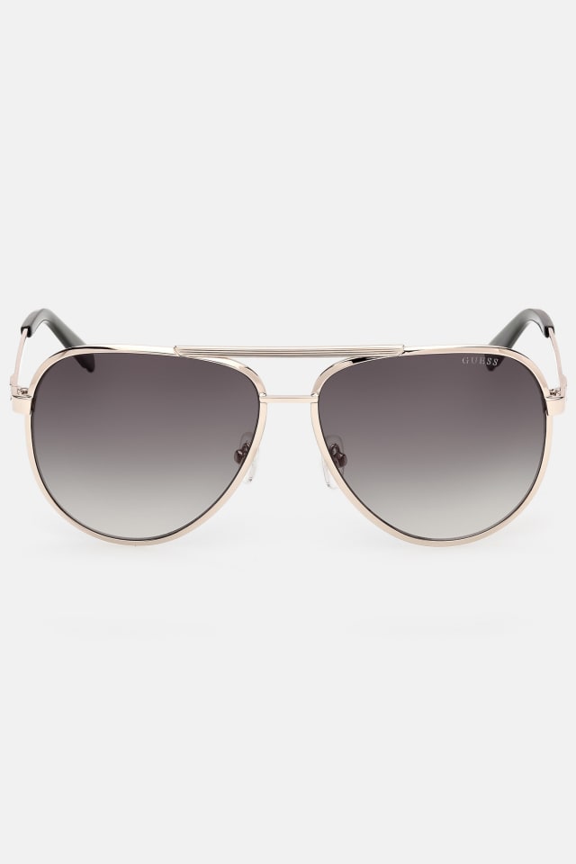 Aviator Striped Metal Sunglasses