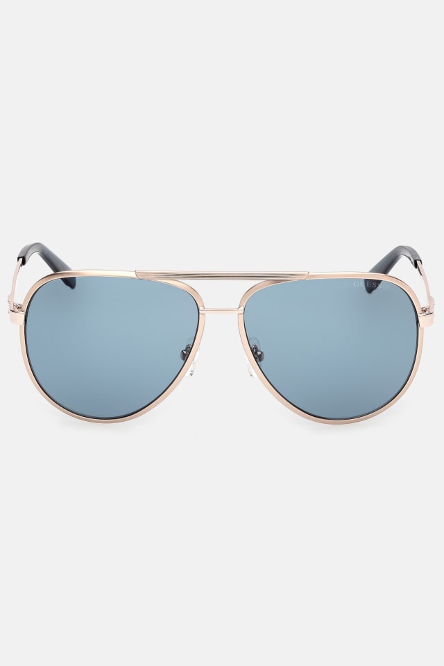 Aviator Striped Metal Sunglasses