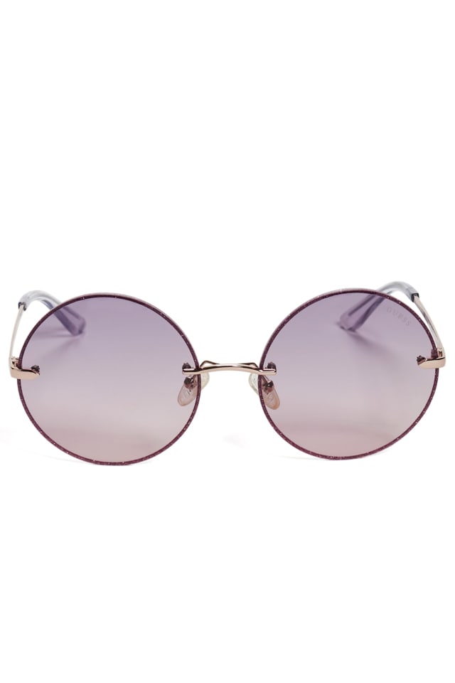 Greyson Glitter Trim Round Sunglasses