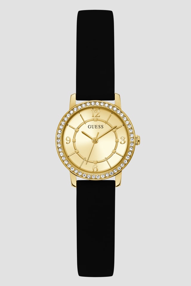 Montre analogique dor&eacute; et silicone noir