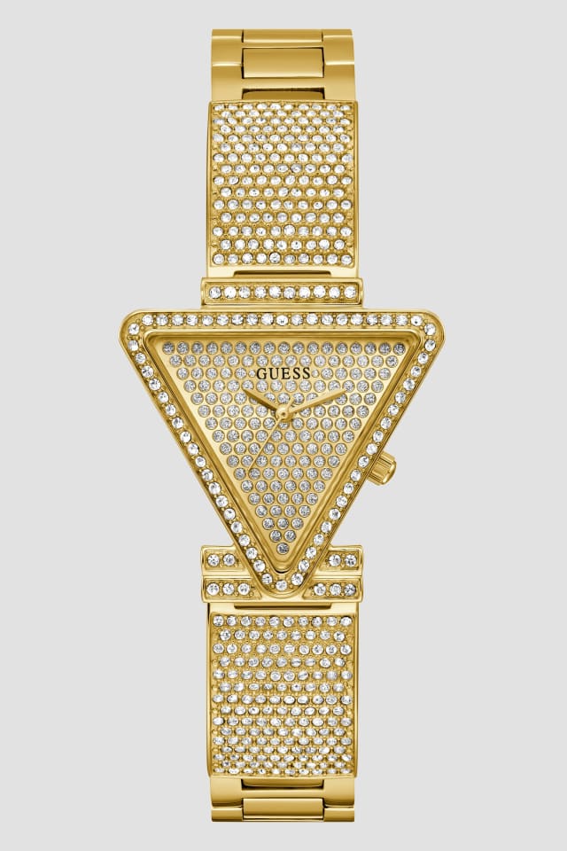 Gold-Tone Crystal Triangle Analog Watch
