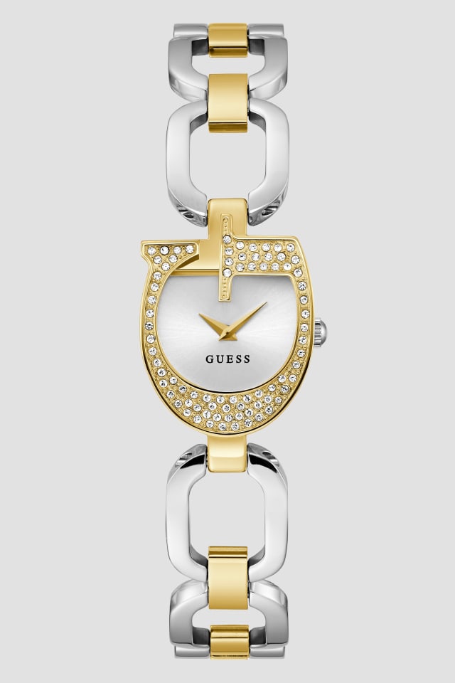 Montre analogique argent&eacute;e et dor&eacute;e