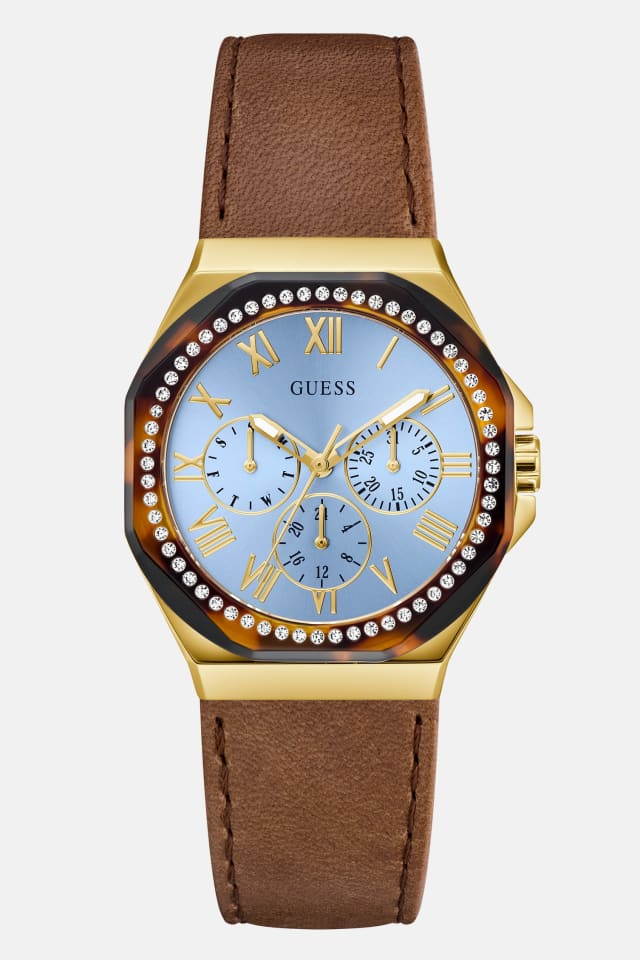 GUESS ブラウン ドレスシューズ 27cm GUESS® Multi-Tone and Brown Leather Multifunctional Watch