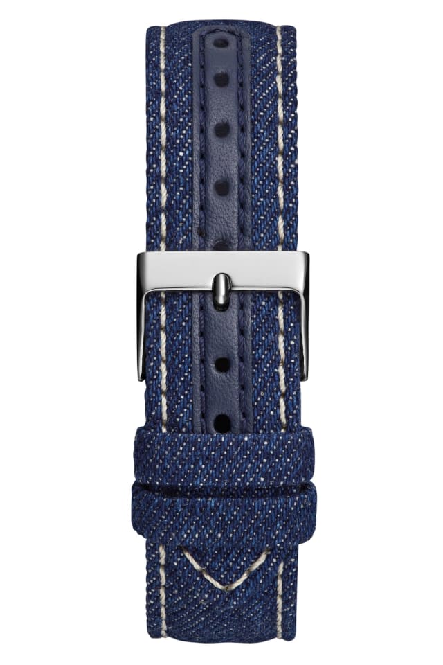 GUESS デニム地 腕時計 レディース GUESS® Silver-Tone and Denim Quattro G Analog Watch Women
