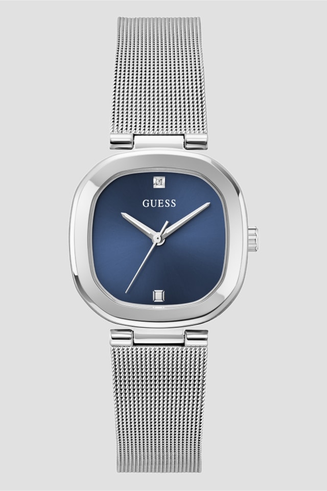 Montre analogique en maille argent&eacute;e