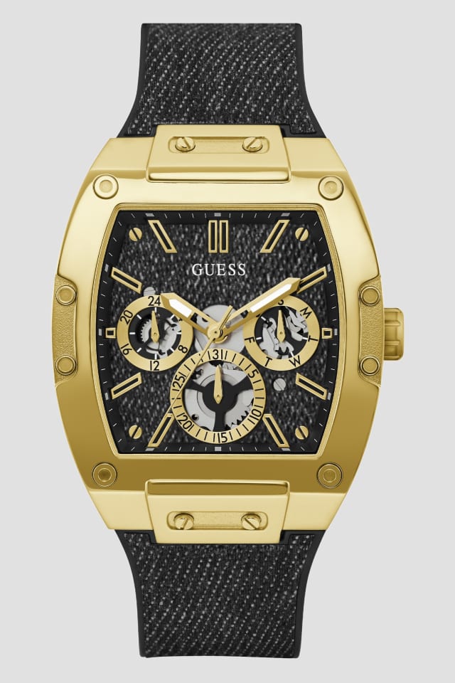 GUESS® Gold-Tone Silicon Multifunction Watch