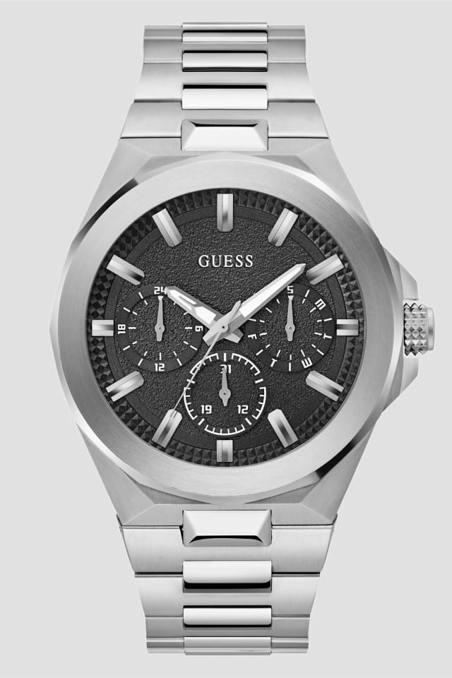 Montre multifonctionnelle argent&eacute; et noir