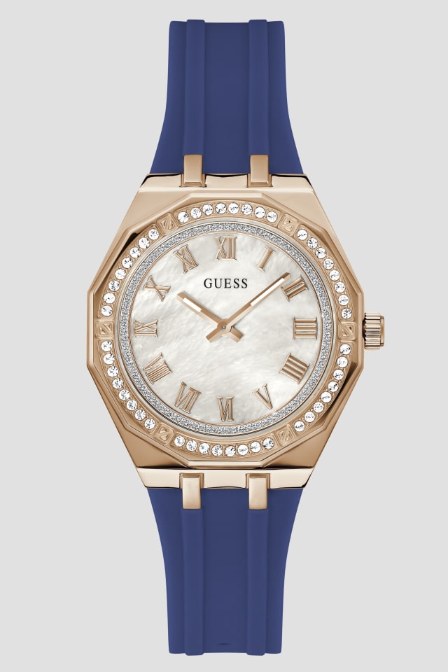 Montre analogique en rose dor&eacute;e et marine