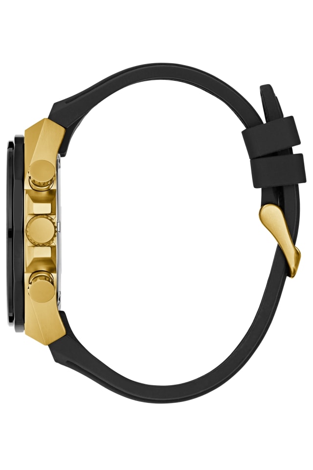 GUESS® Gold-Tone and Black Silicone Chronograph Watch Men