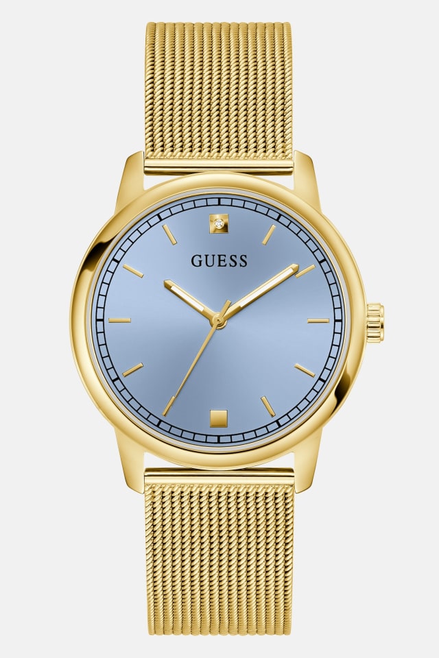 Gold-Tone and Blue Analog Watch