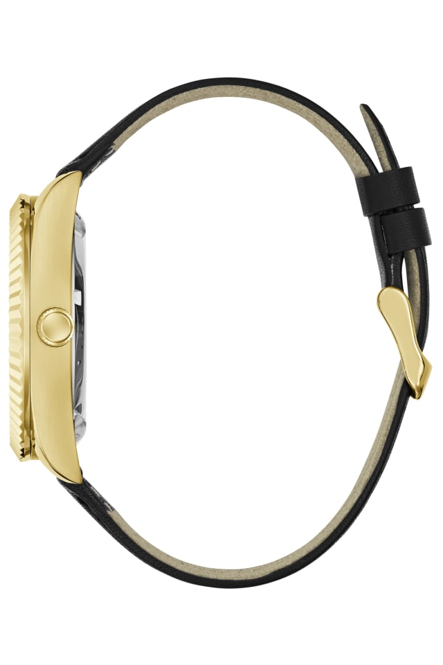GUESS® Gold-Tone Analog Leather Watch Men