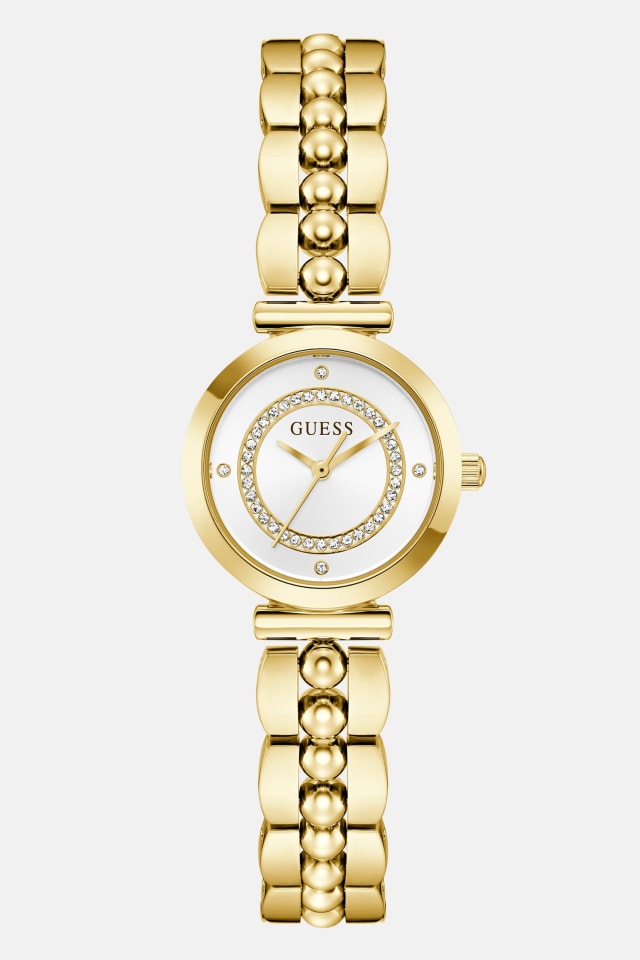 Gold-Tone Beaded Analog Watch