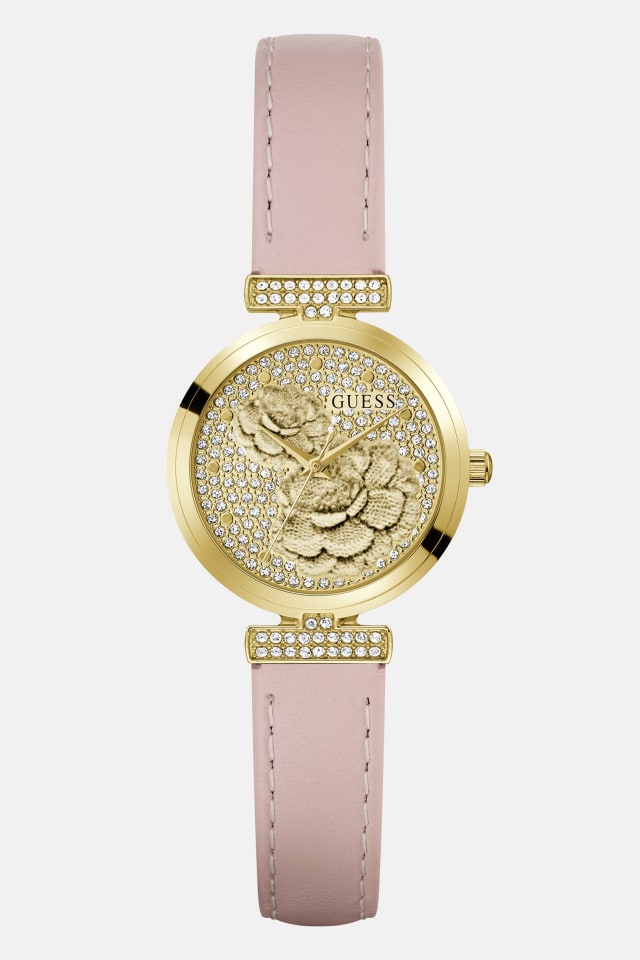Genuine leather analogue watch 34 mm
