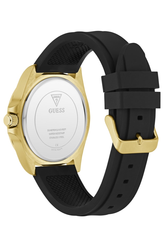 Guiano Black Gold サイン GUESS® Silicone analogue watch Men