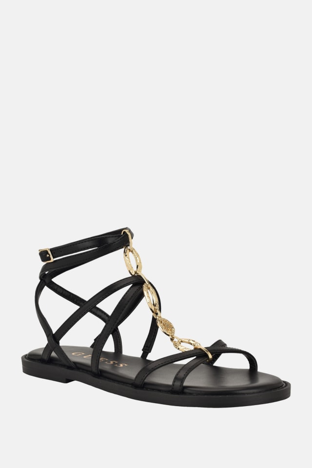 Grunge faux leather sandals