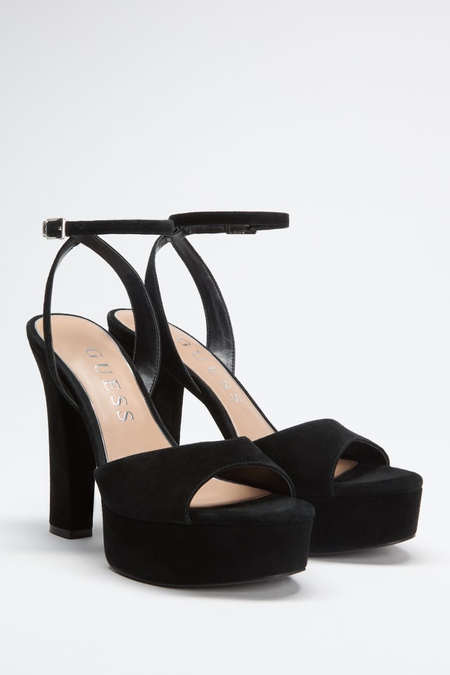 black cowboy boots with dress Kitten Heel Slingback in Black Suede
