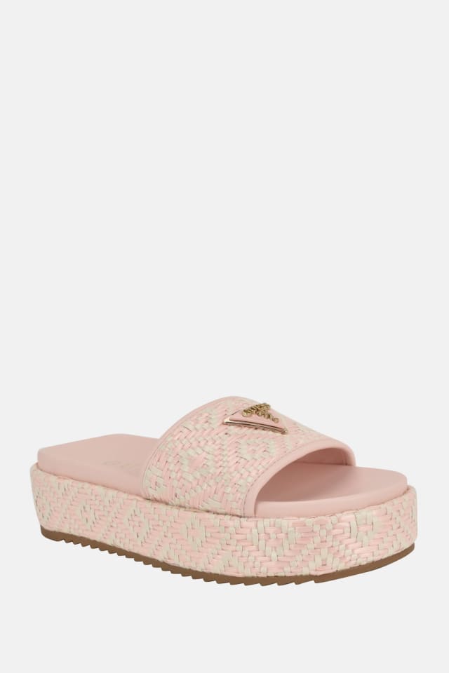 Longoh Raffia Platform Slide Sandals