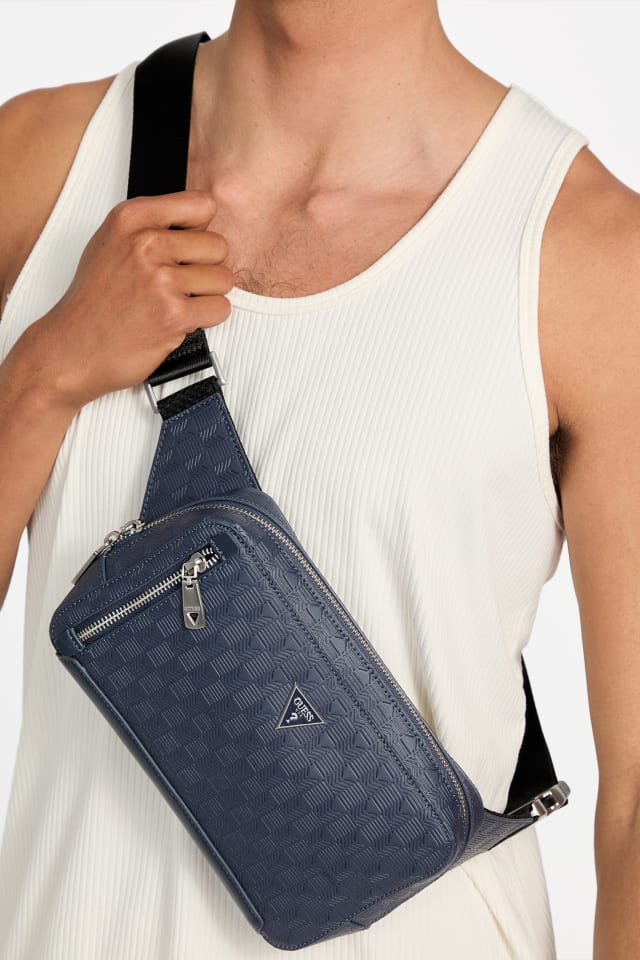 ゆ GUESS® Eco Torino Debossed G-Wave Bum Bag Men