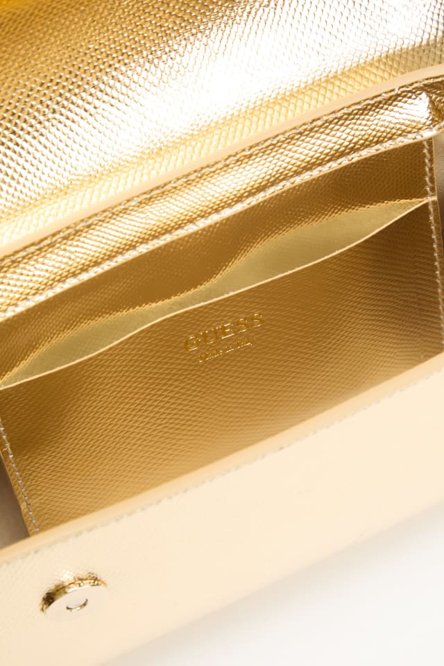 アイナさん専用　GUESS 刺繍入りジャケット Sサイズ ゴールド MARCIANO by GUESS® Iris Metallic Leather Top Handle Bag