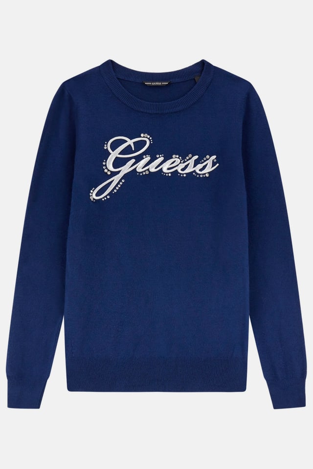 【ダークネイビー】GUESS スウェット (M)Embossed Logo Sweatshirt セール】WASHED Logo Crew スウェット トレーナー（スウェット