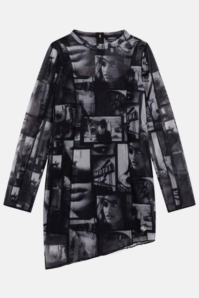Printed Mesh Dress (7-16)