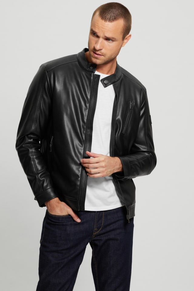 GUESS® Faux-Leather Biker Jacket