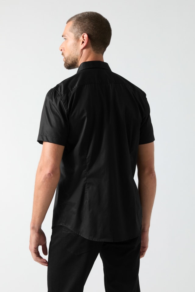 guess black dress shirt Guess Men's Luxe Stretch Long Sleeves Shirt - Jet Black