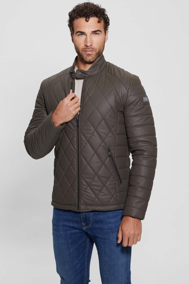 Veste en similicuir matelass&eacute;e Diamond